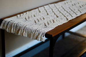 Tissus décoratifs, nappes en coton blanc faites à la main, style bohème, design noué moderne, chemin de table pour la décoration de la maison, 14x78 pouces - Product Image 6