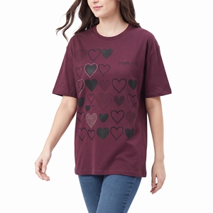 Camiseta de Jersey con Estampado de Corazón para Mujer, Personalizada, al por Mayor, Lisa, Informal, de Manga Corta, Ropa de Moda, Prenda de Algodón Personalizada - Product Image 5