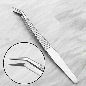 Pince à épiler RMI Silver Shin pour extensions de cils, pointe lisse, acier inoxydable japonais, longueur 10 mm, durable, pour utilisation sur les sourcils - Product Image 2