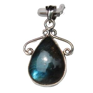 Rudra Gems - Precio al por mayor: Colgante de plata de ley 925 con cabujón de labradorita en forma de gota, estilo BOHEMIA, valorado por tercera parte, con propiedades curativas - Product Image 4