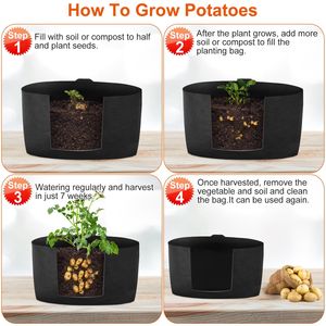 Lot de 3 sacs de culture respirants en tissu pour pommes de terre et légumes, pour la plantation en jardin - Product Image 4