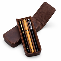 NEW ERA, vente en gros, porte-stylo en cuir véritable personnalisé, boîte cadeau promotionnelle pour entreprise, organisateur de papeterie, logo personnalisé, forme carrée