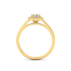 Bague solitaire en diamant de laboratoire taille coussin, finition plaquée or 10 carats, luxe pour femme - Product Image 3
