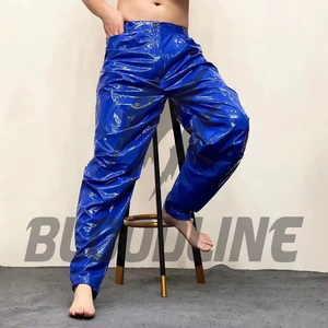 Pantalon large en cuir noir pour moto, unisexe adulte toutes saisons, avec ceinture - Product Image 2