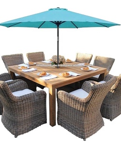 Solid Wood Teak Rattan Outdoor Garden Furniture Set Modern Design Dining Chairs <b>Table</b> Water Resistant Comfortable Durable Park - Product Image 3