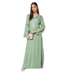 Sophisticated and Long Puffed Sleeve Stylish Viscose Floor-Length <b>Kaftan</b> with Sun Protection for Women - Product Image 3