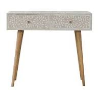 Modern Style Resin Side Table with Bone Inlay Design <b>Stools</b> & Ottomans for Bedroom & Living Room Furniture FAIZA CRAFT FC-2747 - Product Image 5