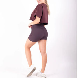 Conjunto de Dos Piezas de Algodón Regular para Mujer, Top Corto y Pantalones Cortos por Encima de la Rodilla, Conjunto de Ropa a Juego, Secado Rápido, Transpirable y Ecológico - Product Image 2