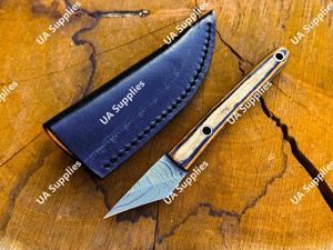 Cuchillo de cuello de 2 pulgadas afilado como una navaja, de acero de Damasco premium, con mango de madera, miniatura, multiusos, de transporte legal, EDC, cortador de cajas, tipo lápiz, OEM - Product Image 6