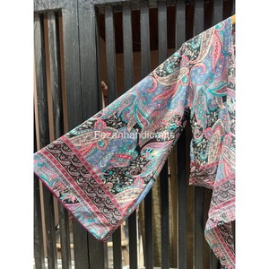 Blusa de seda estilo bohemio para mujer, con estampado paisley, cuello en V, manga ancha, corte holgado, para primavera/verano. - Product Image 5