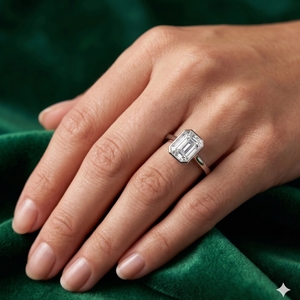 Anillo de Compromiso con Diamante Cultivado en Laboratorio con Corte Esmeralda, Certificado por IGI, Engastado en Bisel, Oro de 9K, 10K, 14K, 18K, Chapado en Rodio, Solitario de Lujo para - Product Image 5