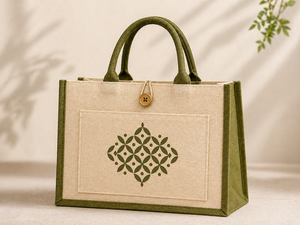 Dual Color Laminated Jute Tote <b>Bag</b> Eco Friendly Reusable Shopping <b>Bag</b> Custom Logo Printed Promotional <b>Gift</b> <b>Bag</b> with Front Pocket - Product Image 3