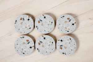 Terrazzo <b>Marble</b> <b>Coaster</b> Set of 6 With Gold Holder Elegant Stone Finish For Luxury Home Office Desk Styling and Gift Purpose - Product Image 5