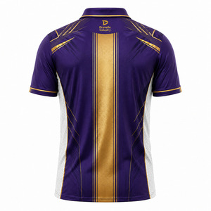 Maillot de cricket pour homme, violet et or, performance premium, polyester et élasthanne, imprimé, séchage rapide, uniforme d'équipe, chemise avec empiècements en mesh - Product Image 3
