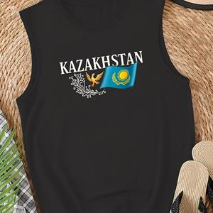 Chaleco de punto informal para mujer con ilustración de la bandera de Kazajistán y logotipo frontal - Product Image 1