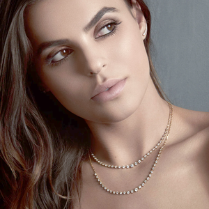 Wholesale Lab Grown Diamond Riviera <b>Necklace</b> Emerald & Round Two Shape Tennis <b>Necklace</b> 14K Gold Luxury Jewelry Supplier OEM ODM - Product Image 1