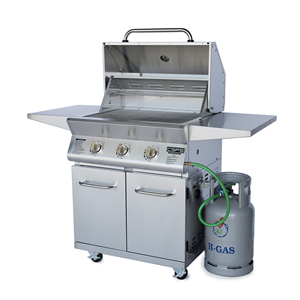 Wholesale 3 Burner Stainless Steel Natural Gas BBQ Burner Grill Freestanding with Side Shelves for Outdoor Kitchen 147cm - Product Image 3