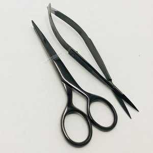 Pince à épiler cosmétique pour sourcils en acier inoxydable durable, noire, avec ciseaux, logo personnalisé, outils de maquillage - Product Image 5