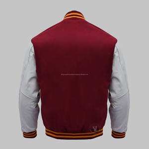 Chaqueta personalizable de invierno para hombre chaqueta casual cuello redondo de lana y manga de cuero chaqueta universitaria personalizada - Product Image 4