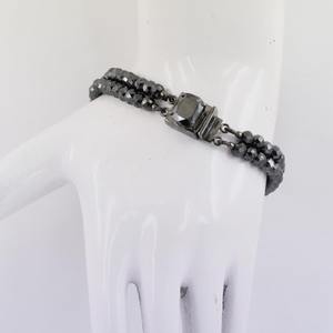 Pulsera de cuentas facetadas redondas de moissanita negra con cierre de diamantes, plata de ley 925, pulsera personalizada - Product Image 4