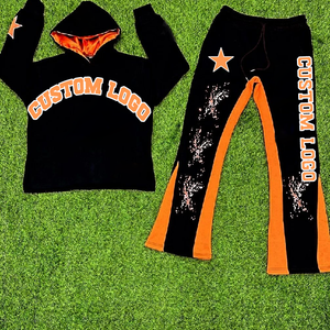 Heavy Weight Cotton Fleece <b>Drop</b> Shoulder Oversize Baggy Hoodie and Sweatpants Tracksuit for Men - Product Image 1