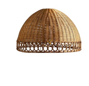 Oval Rattan Lampshade Open Lattice Ellipse Pendant <b>Light</b> Shade Handcrafted Hanging Ceiling Lamp Cover Japandi Minimalist - Product Image 3