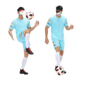 Maillots de football bleu ciel respirants à prix d'usine, vente en gros, uniformes d'entraînement pour adultes, kit d'équipe à séchage rapide, manches courtes - Product Image 1