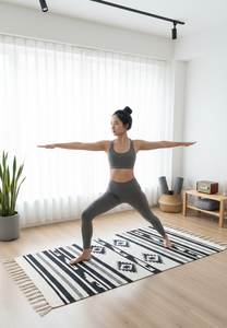 Tapis de couloir / tapis en coton tissé à la main, motif floral moderne, lavable en machine, réversible, noir, pour la maison, les pique-niques, les voyages, la décoration - Product Image 2