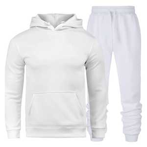 Survêtement unisexe crème avec capuche et pantalon à cordon de serrage, décontracté, manches longues, couleur unie, pour l'automne - Product Image 5