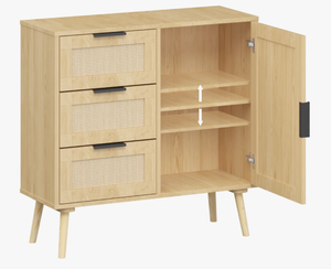 Armoire de rangement en rotin et bois de qualité supérieure, meuble moderne à plusieurs tiroirs, armoire sur pied pour la décoration de la maison et du bureau - Product Image 2
