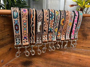 Hand Tooled Cow Leather Short Dog Leash Traffic Padded Handle Heavy Duty Short Dog Lead for Training Control Large Medium Dogs - Product Image 5