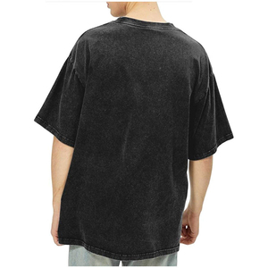 เสื้อยืดผู้ชายทรงบ็อกซี่สไตล์สตรีทแวร์ OEM ล้างสีแบบแอซิด 100% ผ้าฝ้าย สำหรับกิจกรรมกลางแจ้ง หรูหรา ฮิปฮอป ลำลอง แฟชั่นผู้ชาย ราคาถูก - Product Image 5