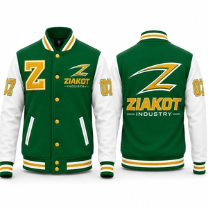 ZIAKOT Men's Gray Navy Varsity <b>Jacket</b> With Z Logo Heat Transfer Print Preppy Style Autumn Winter Wear - Product Image 4