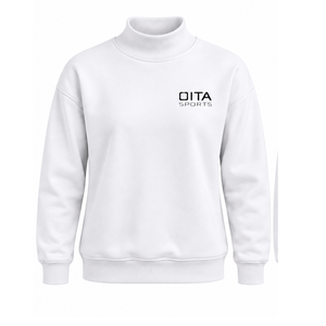 White <b>Women</b> Mock Neck Sweatshirt <b>Long</b> Sleeve Pullover Oversized Fleece High Collar Casual Winter Streetwear Fashion <b>Jumper</b> Top - Product Image 1