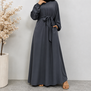 Hot Selling Plain Color Closed Abaya Slip <b>Dress</b> with Side Pockets and Elastic Cuff <b>for</b> Muslim Women Best <b>for</b> Daily wear - Product Image 2