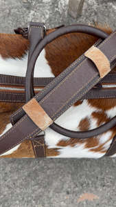 Sac de voyage en cuir véritable avec fourrure, fermeture éclair, logo personnalisé, sac de week-end, sac à main LHDB-0086 - Product Image 3