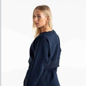 Sudaderas con Capucha Extra Grandes para Mujer, Premium, con Estampado Personalizado, OEM, Venta al Por Mayor, Ropa Casual Urbana, Suministro al Por Mayor, Sudadera Corta Azul Marino para Mujer - Product Image 2