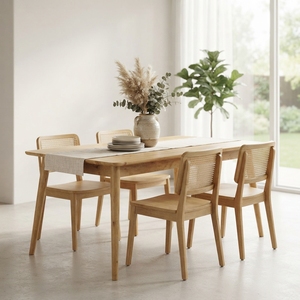 Modern Rectangular Solid Wood <b>Dining</b> <b>Table</b> Elegant Mid Century <b>Wooden</b> Furniture For <b>Rustic</b> Contemporary Home Decor Setup Design - Product Image 3