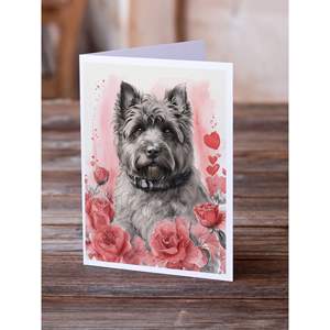 Bouvier Des Flandres Valentine Roses A7 Greeting Cards Pack 8 Blank Note Cards with <b>Envelopes</b> Whimsical <b>5x7</b> Size - Product Image 2