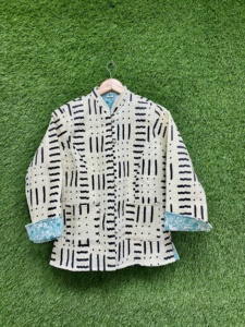 Handmade Eco-Friendly Breathable Quilted Cotton <b>Jacket</b> for <b>Women</b> | Autumn/Winter/Summer <b>Lightweight</b> Boho Outerwear Black - Product Image 2