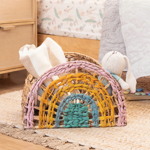 Colorful Hyacinth <b>Rainbow</b> Shaped Toy Storage Basket Colorful Kids Nursery Organizer Cute <b>Decorative</b> Woven Basket Children <b>Room</b> - Product Image 1