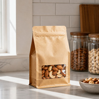 Pochette à fond plat refermable pour poudre protéinée et mélanges nutritionnels, sac en papier kraft doublé aluminium avec languette de tirage