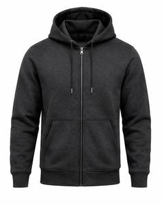 Sudadera con Capucha y Cremallera para Hombre, Color Sólido, Corte Holgado Informal, Tejido de Forro Polar, Ropa de Invierno Ecológica de Secado Rápido, Estilo Urbano - Product Image 1