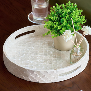 Exclusive Handmade <b>MOP</b> Mosaic Serving Tray Unique Round Plate For Special Events And Banquets Wholesale - Product Image 2