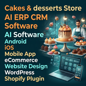 แอพพลิเคชั่นมือถือ Android IOS ซอฟต์แวร์อีคอมเมิร์ซ Ai เค้กและของหวานการออกแบบเว็บไซต์ WordPress shopify ปลั๊กอิน Ai ERP CRM ซอฟต์แวร์ - Product Image 1