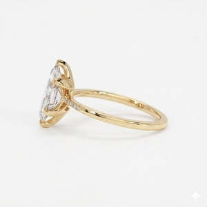 Prêt à être expédié - Bague de fiançailles solitaire en or blanc 10 carats avec diamant de laboratoire certifié IGI, taille marquise, 1,03 carat, E VS1, bijoux fins - Product Image 5