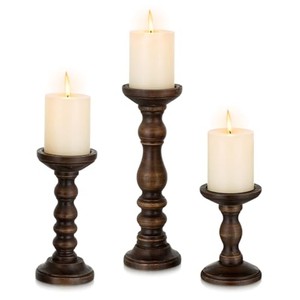 Ensemble de porte-bougies en bois de Sheesham - Socles en bois faits à la main avec des éléments en laiton - Vente en gros - Product Image 2