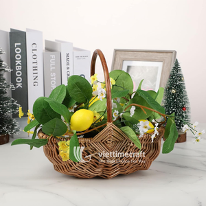 Panier à fleurs en osier, panier de jardin en saule tressé avec doublure en plastique et poignée, bac de rangement durable pour fruits et légumes - Product Image 1