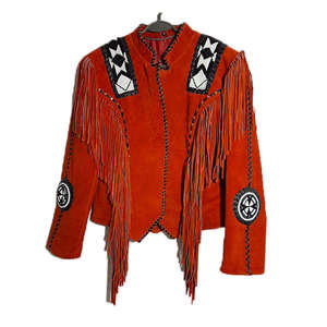 Chaqueta Vaquera Occidental Auténtica Vintage de Cuero de Ante Genuino con Flecos y Cuentas en Venta, Estilo Clásico - Product Image 5