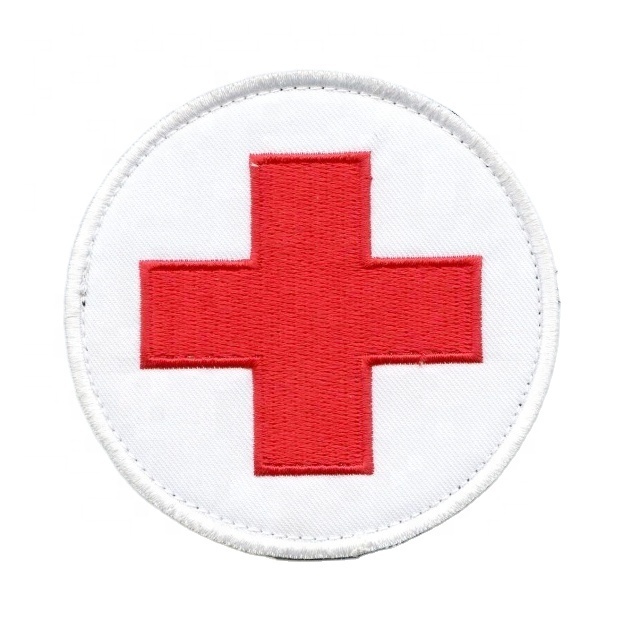 2 Patchs Médicaux Réfléchissants Croix Rouge 5x5cm - Crochet Et Boucle, Pour Vêtements, Sac à Dos, EMS